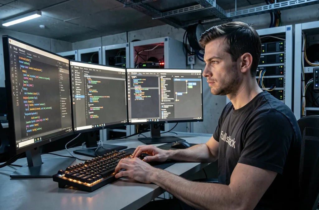 Développeur full-stack de Fullstack gérant simultanément le code et le back-office WordPress